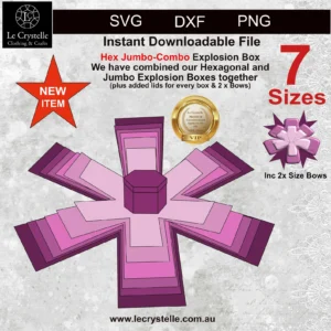 Explosion Box Jumbo Hexagon 7 sizes SVG