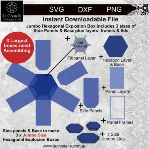 Alternative view of Explosion Box Jumbo Hexagon 7 sizes SVG