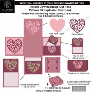 Alternative view of Explosion Box Filigree Heart 60 SVG