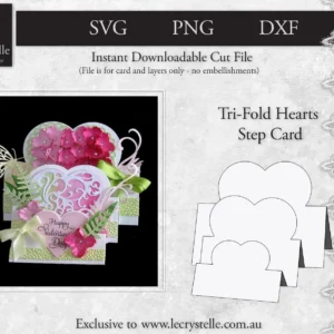 Cardmaking Trifold Hearts Step Card SVG