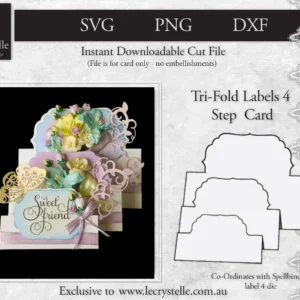 Cardmaking Trifold Labels 4 Step Card SVG