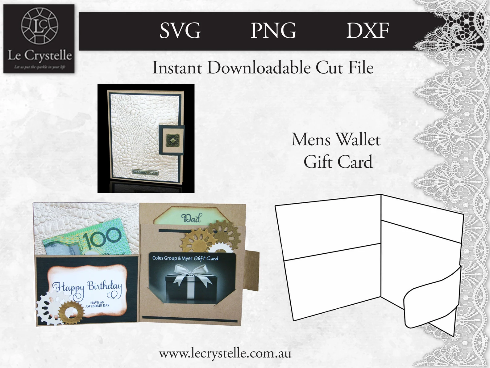 Cardmaking Mans Wallet Gift Card SVG