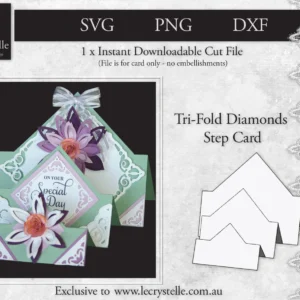 Cardmaking Trifold Diamonds Step Card SVG