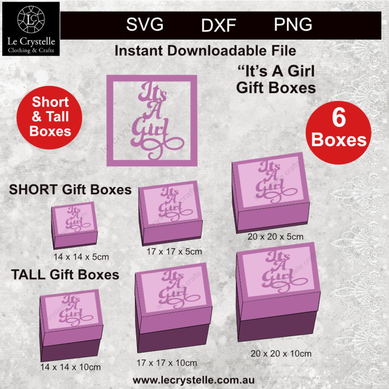 It's a Girl Square Box SVG