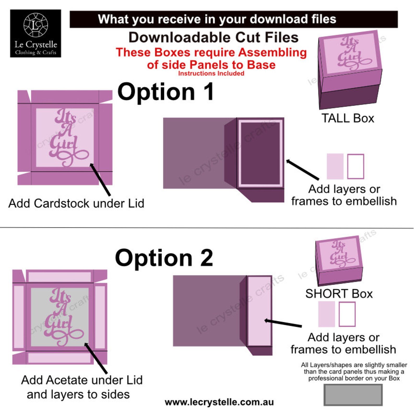 It's a Girl Square Box SVG - Image 3