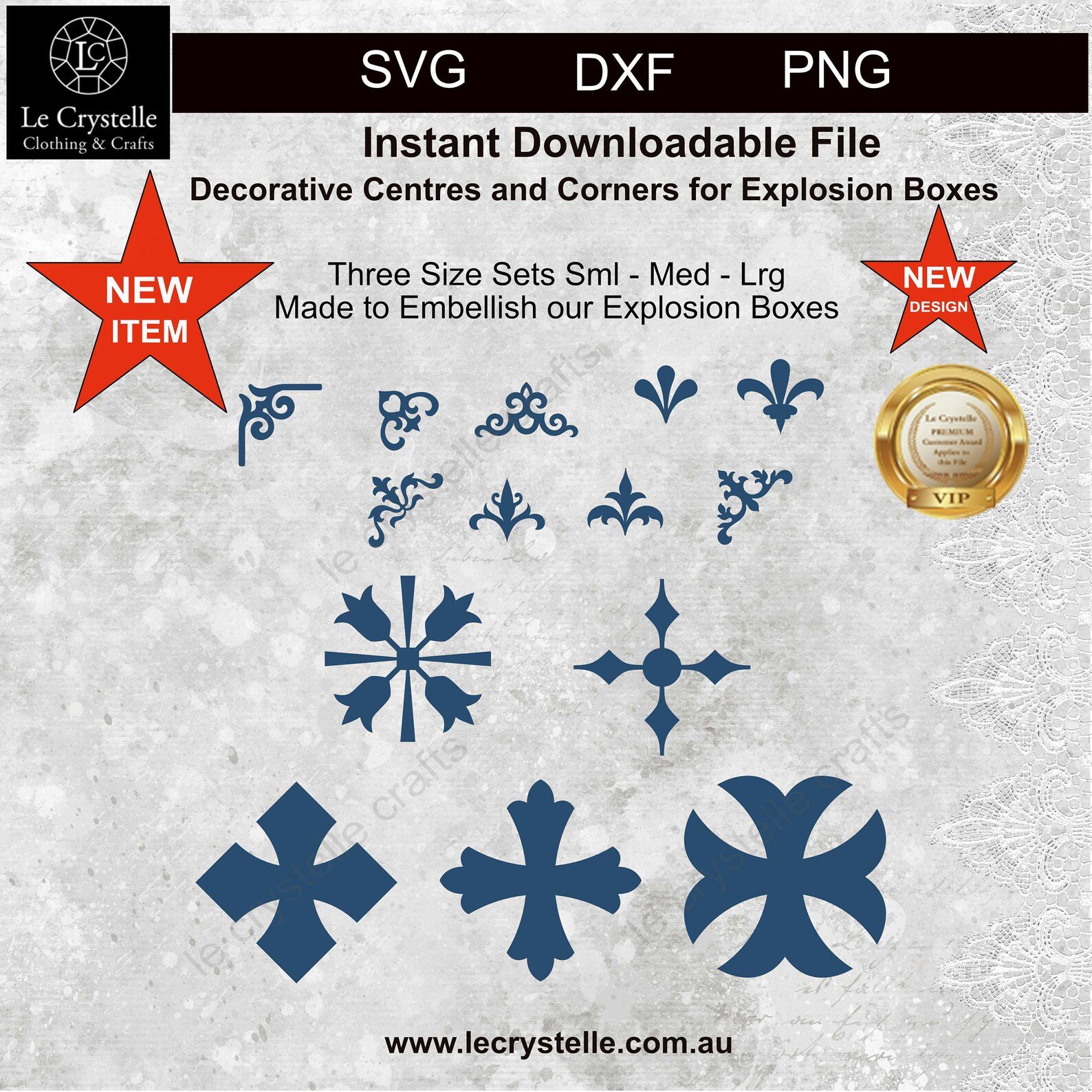 Explosion Box Decorative Centers and Corners SVG