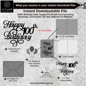 Alternative view of 100 Birthday Cake Topper SVG