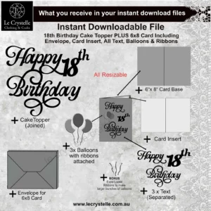 Alternative view of 18 Birthday Cake Topper with Card SVG