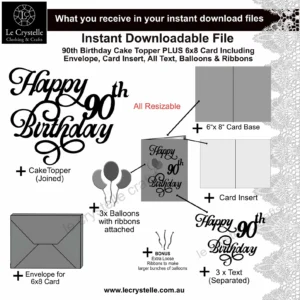 Alternative view of 90 Birthday Cake Topper SVG