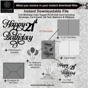 Alternative view of 21 Birthday Cake Topper with Card SVG