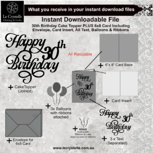 Alternative view of 30 Birthday Cake Topper with Card SVG