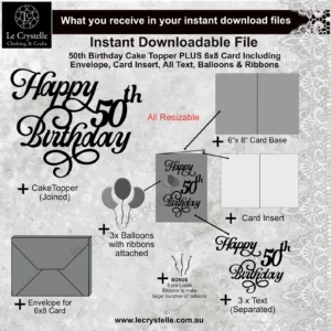 Alternative view of 50 Birthday Cake Topper with Card SVG