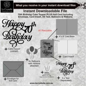 Alternative view of 70 Birthday Cake Topper with Card SVG