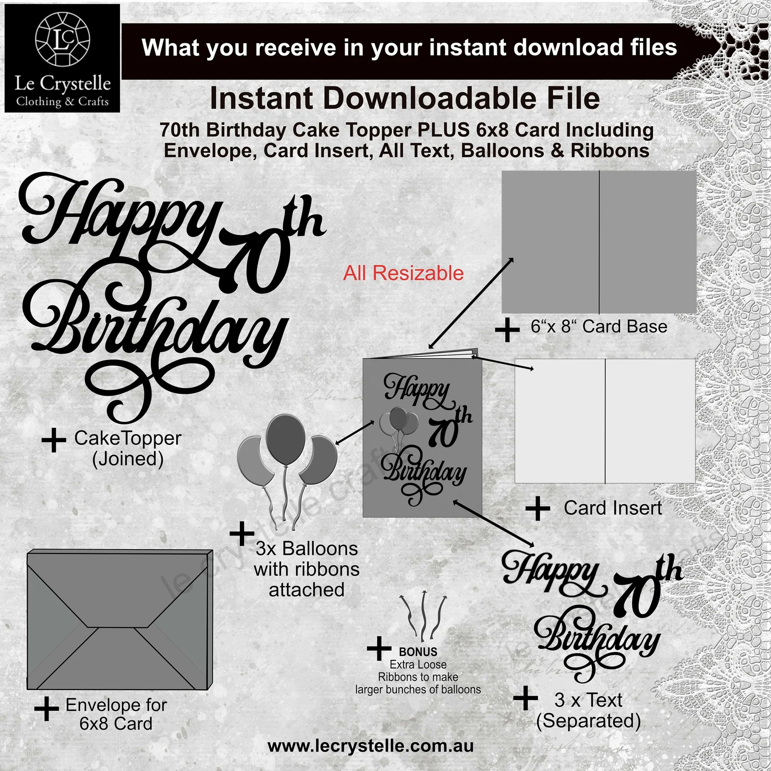 70 Birthday Cake Topper with Card SVG - Image 2