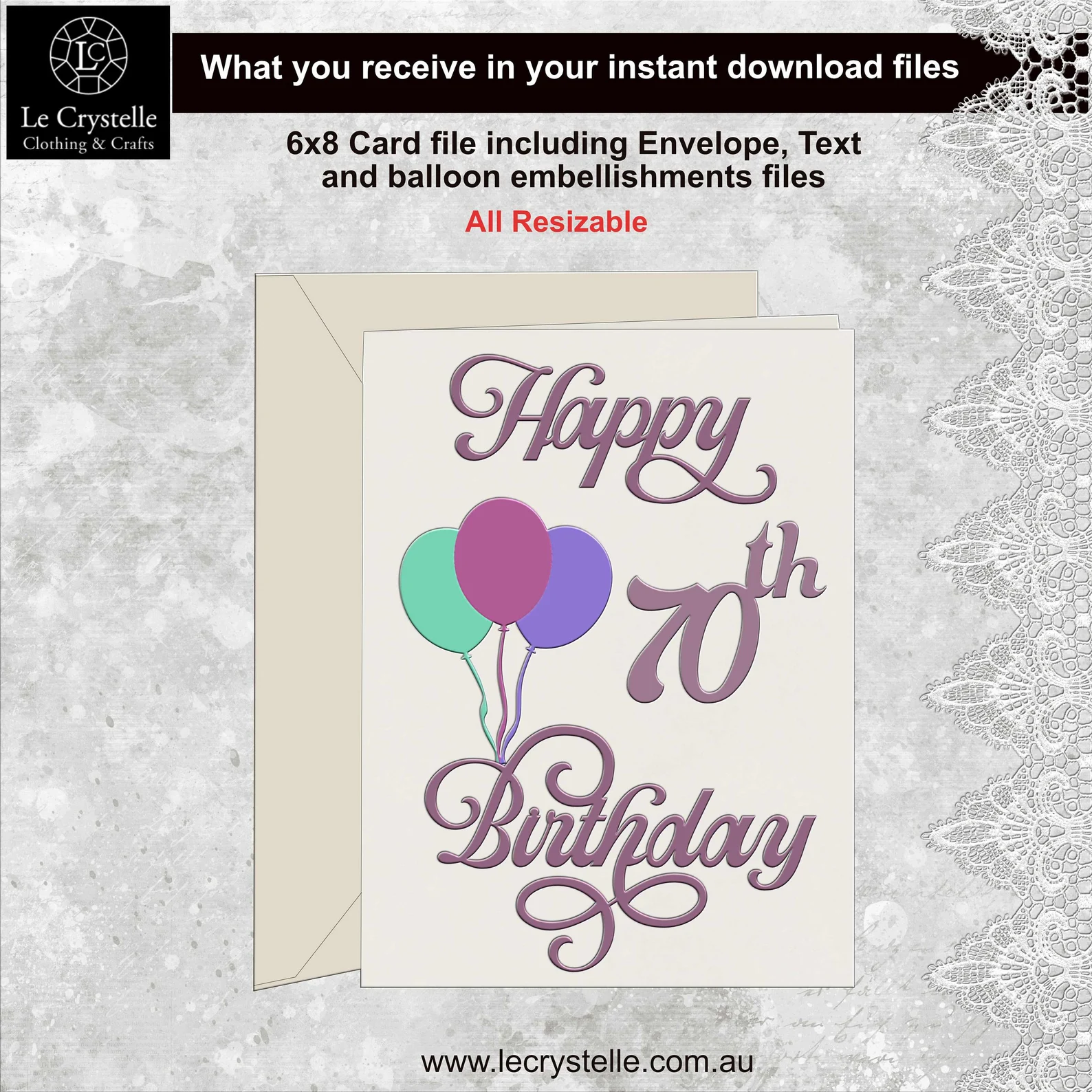 70 Birthday Cake Topper with Card SVG - Image 4