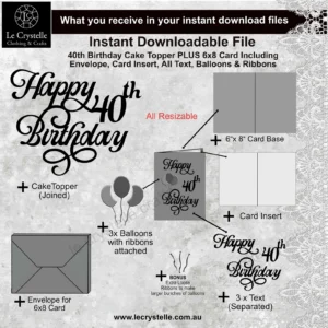 Alternative view of 40 Birthday Cake Topper with Card SVG