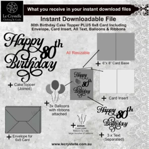 Alternative view of 80 Birthday Cake Topper with Card SVG