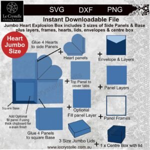 Alternative view of Explosion Box Jumbo Hearts 7 sizes SVG
