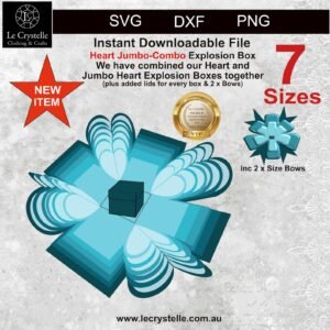 Alternative view of Explosion Box Jumbo Hearts 7 sizes 5 Lids SVG