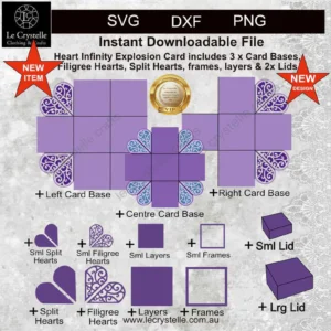 Alternative view of Explosion Box Infinity Filigree Heart SVG
