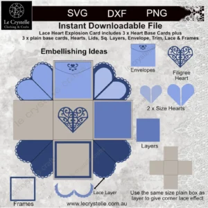 Alternative view of Explosion Box Lace Heart SVG