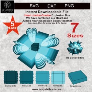 Explosion Box Jumbo Hearts 7 sizes 5 Lids SVG