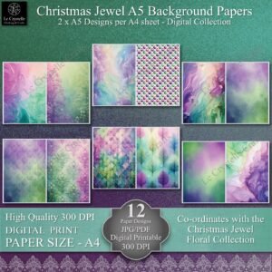 Christmas Jewel A5 Backgrounds Digital Collection