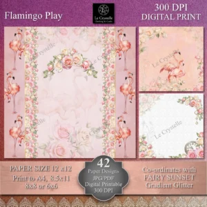 Sunset Flamingo Digital 12x12 Collection