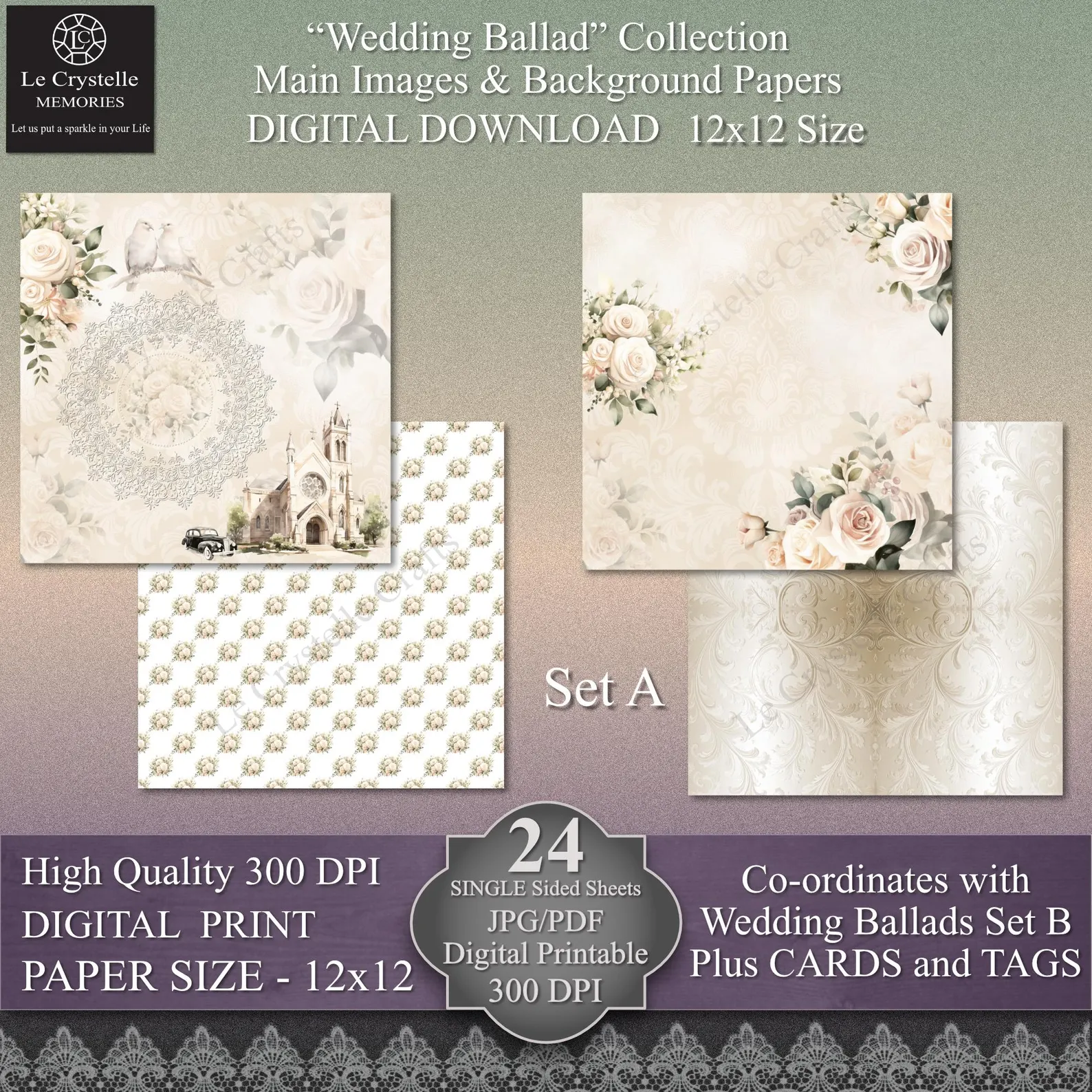 Wedding Ballad Digital 12x12 Set A Collection - Image 2