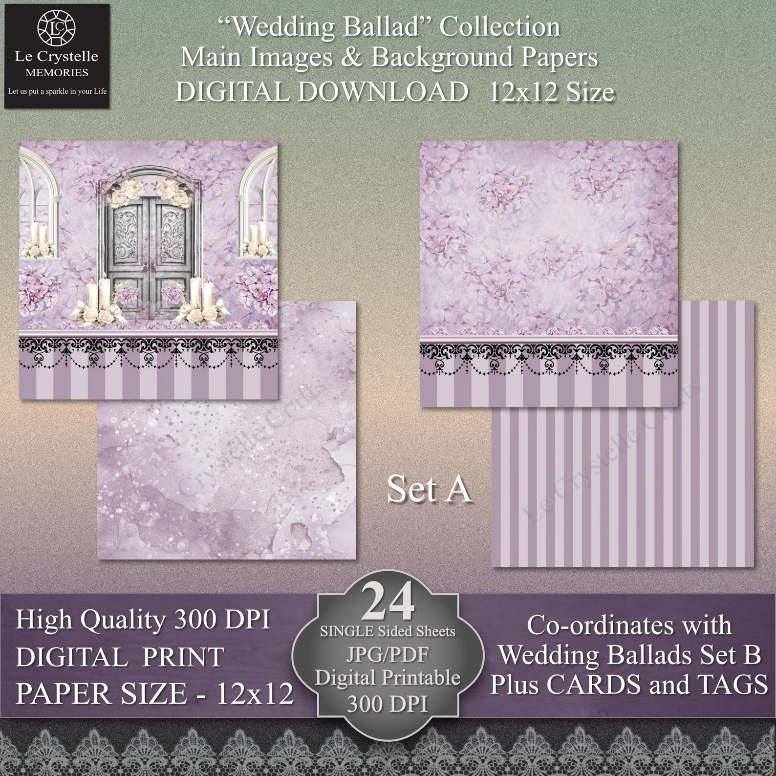 Wedding Ballad Digital 12x12 Set A Collection - Image 4