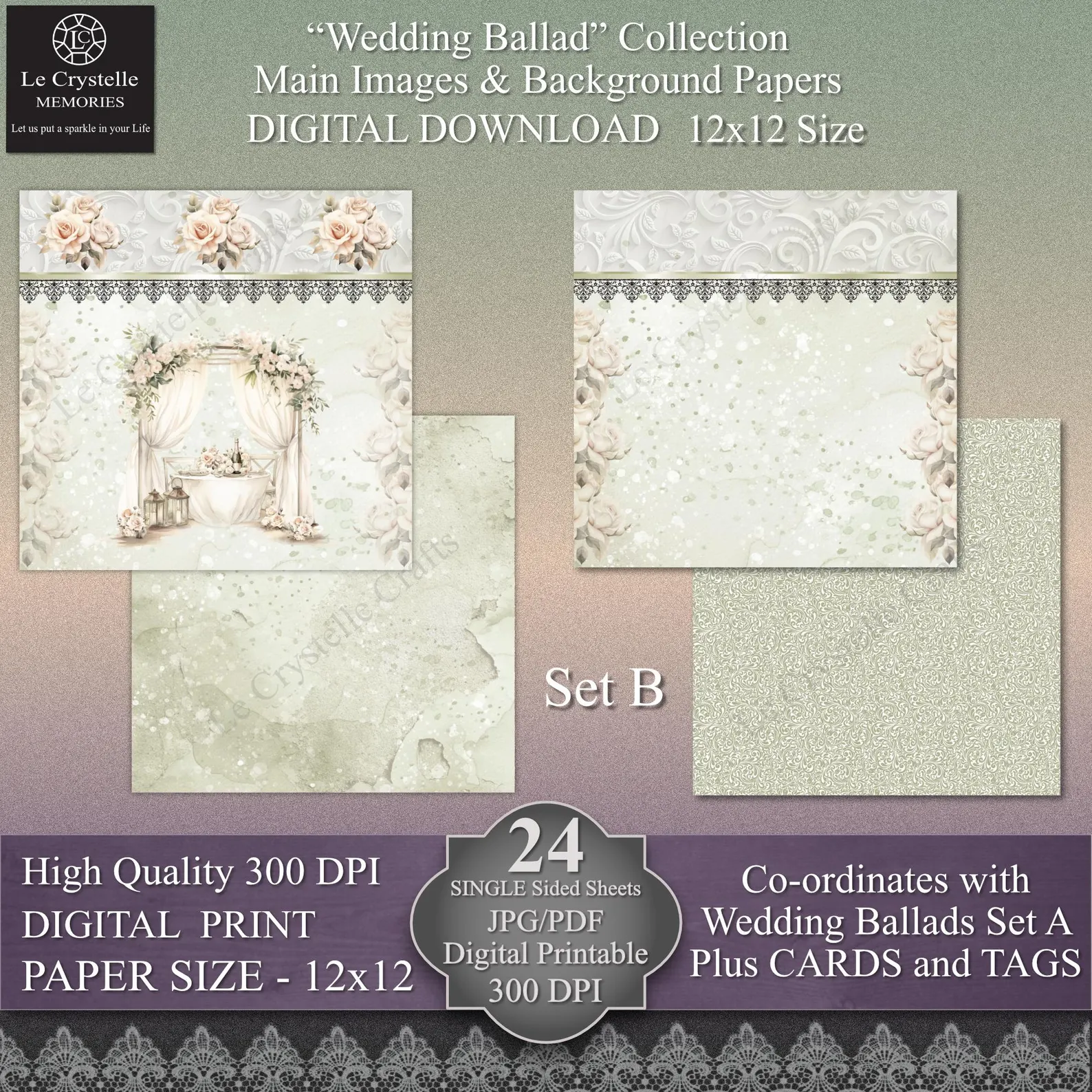 Wedding Ballad Digital 12x12 Set B Collection - Image 5