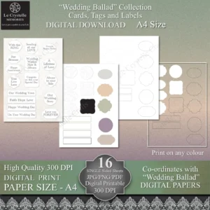 Alternative view of Wedding Ballad Digital Tags and Labels Collection