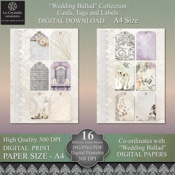 Wedding Ballad Digital Tags and Labels Collection - Le Crystelle Design Co.