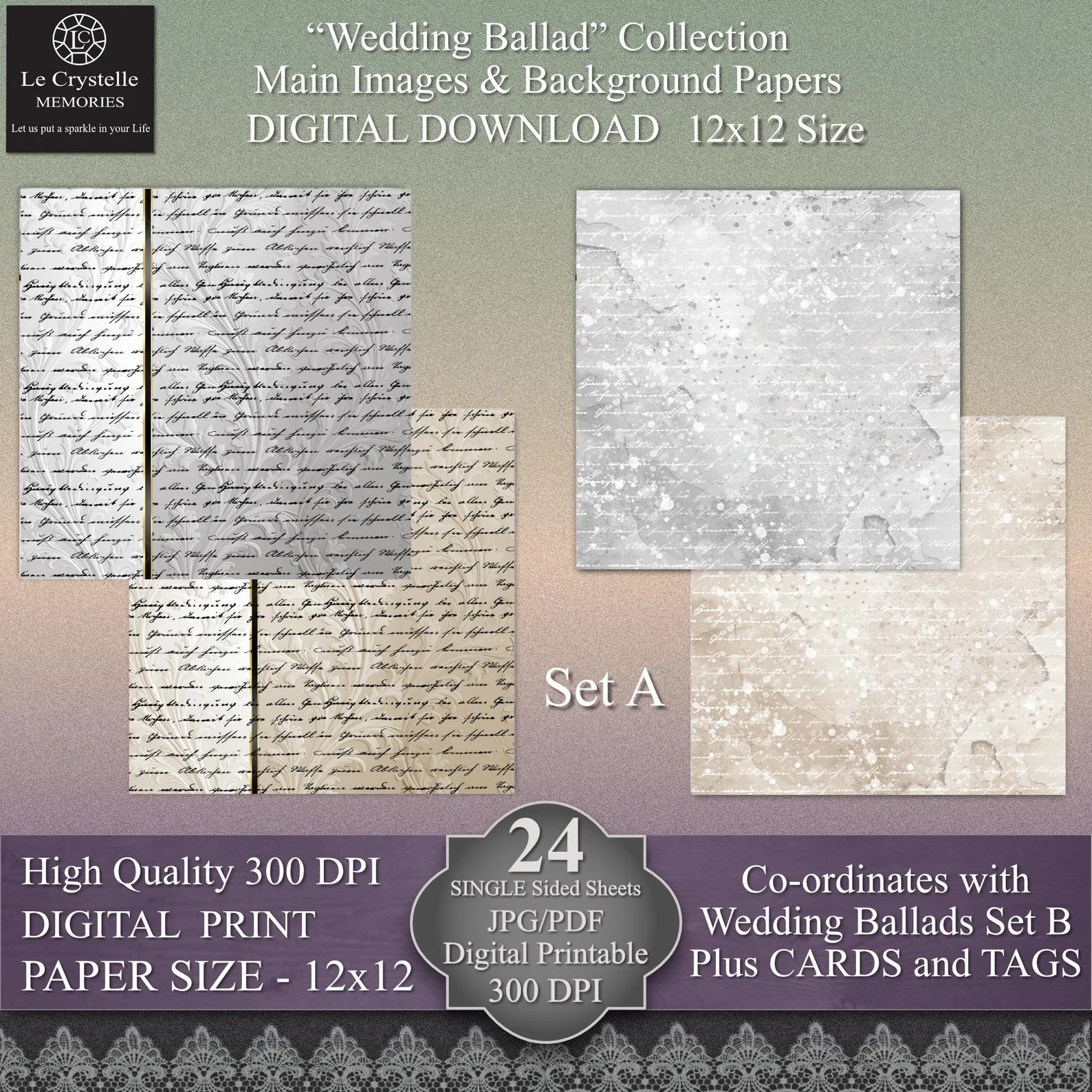 Wedding Ballad Digital 12x12 Set A Collection - Image 5