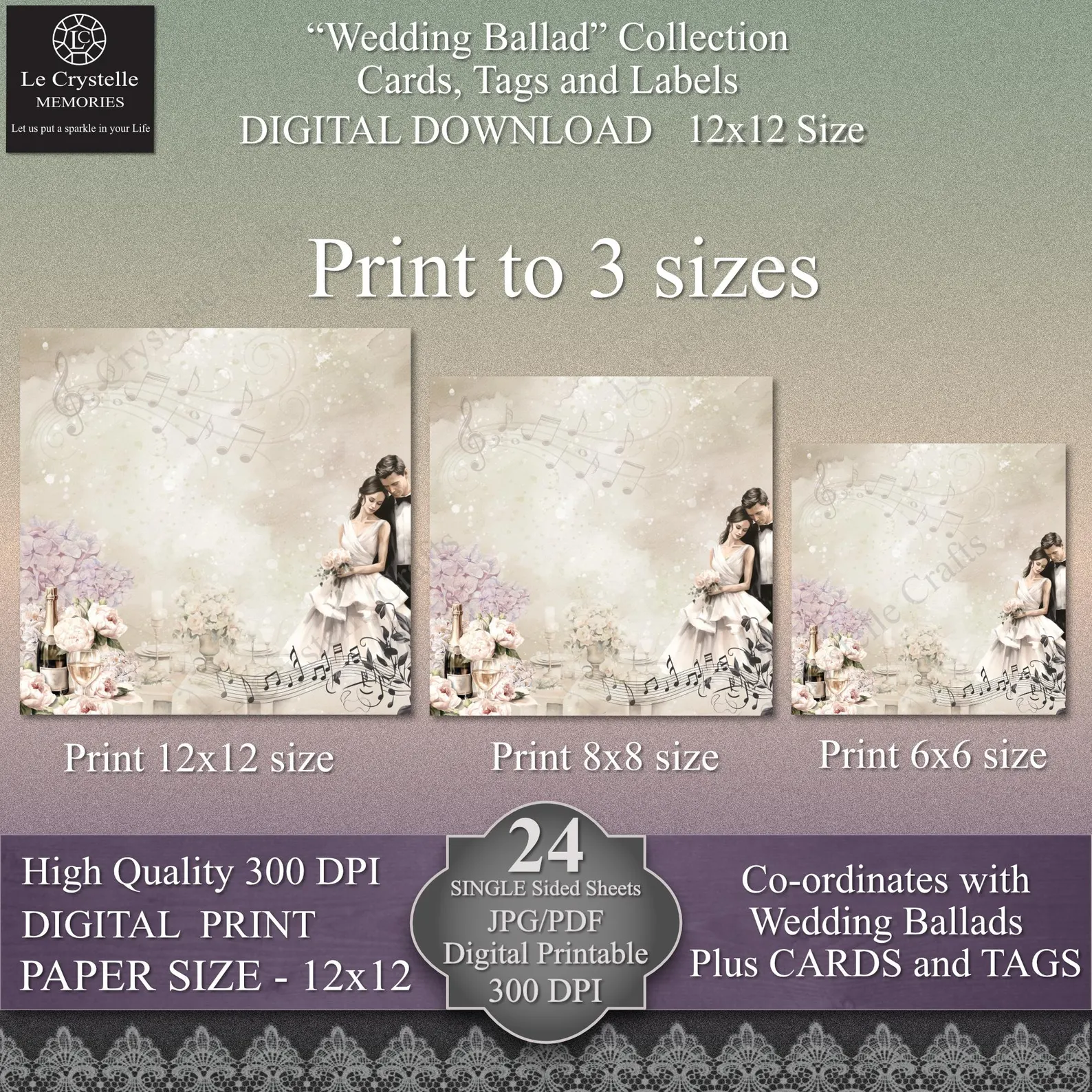 Wedding Ballad Digital 12x12 Set A Collection - Image 6
