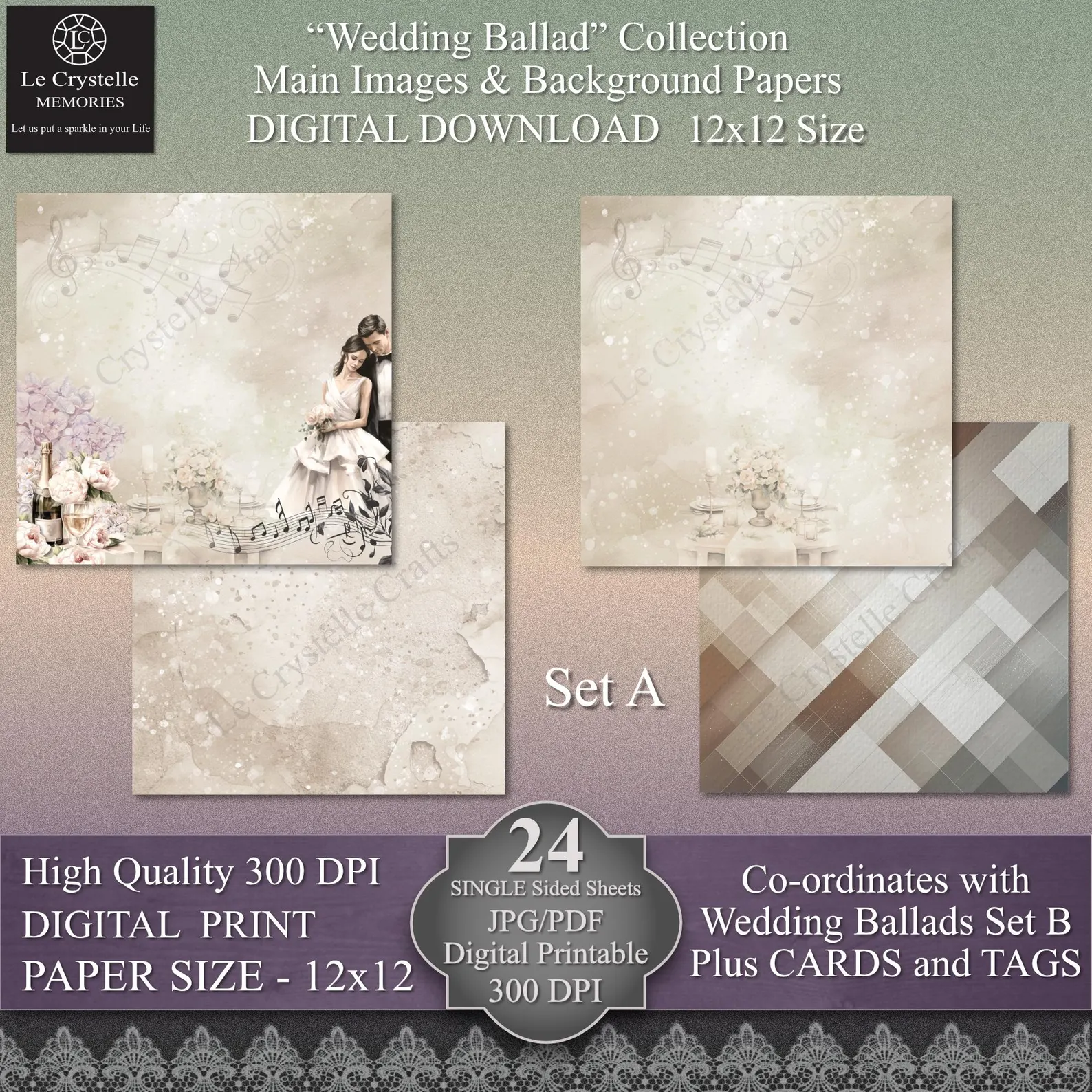 Wedding Ballad Digital 12x12 Set A Collection