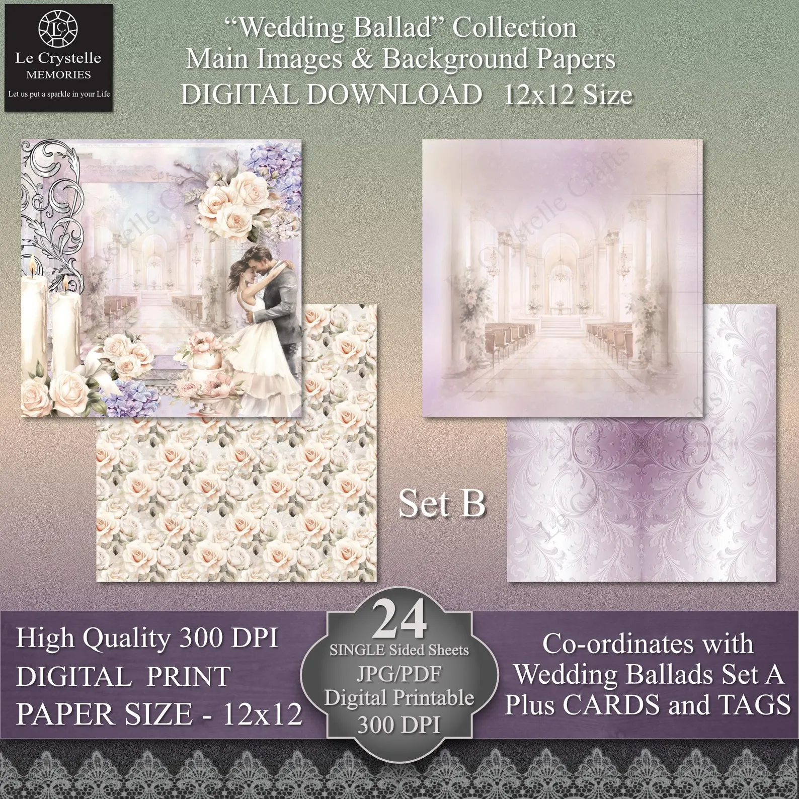 Wedding Ballad Digital 12x12 Set B Collection
