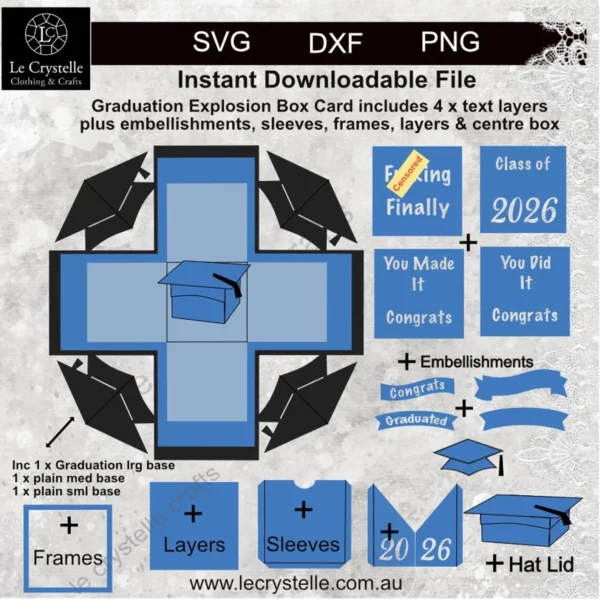 Svg Exploding Graduation Explosion Box Graduation 2026 SVG - Le Crystelle Design Co.