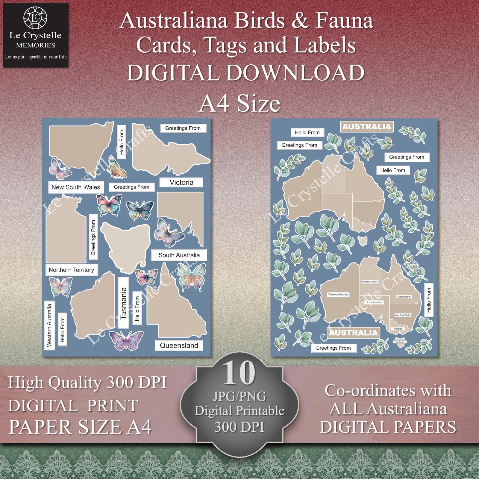 Australiana Birds and Fauna Digital Cards Tags and Elements Collection - Image 5