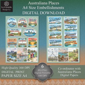 Alternative view of Australiana Places Digital Cards Tags and Elements Collection