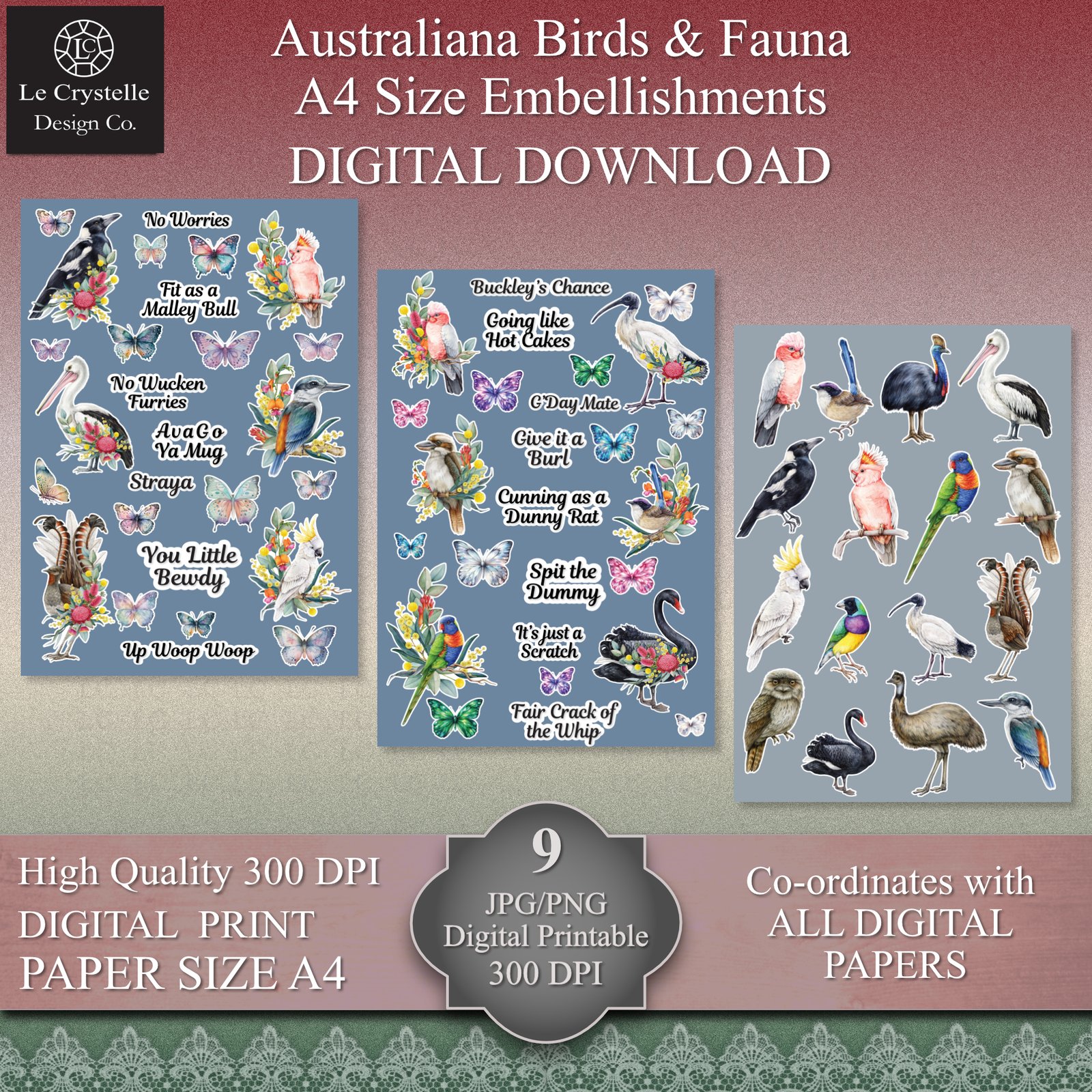 Australiana Birds and Fauna Digital Cards Tags and Elements Collection - Image 6