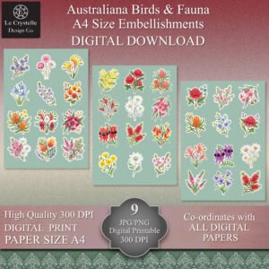 Australiana Birds and Fauna Digital Cards Tags and Elements Collection