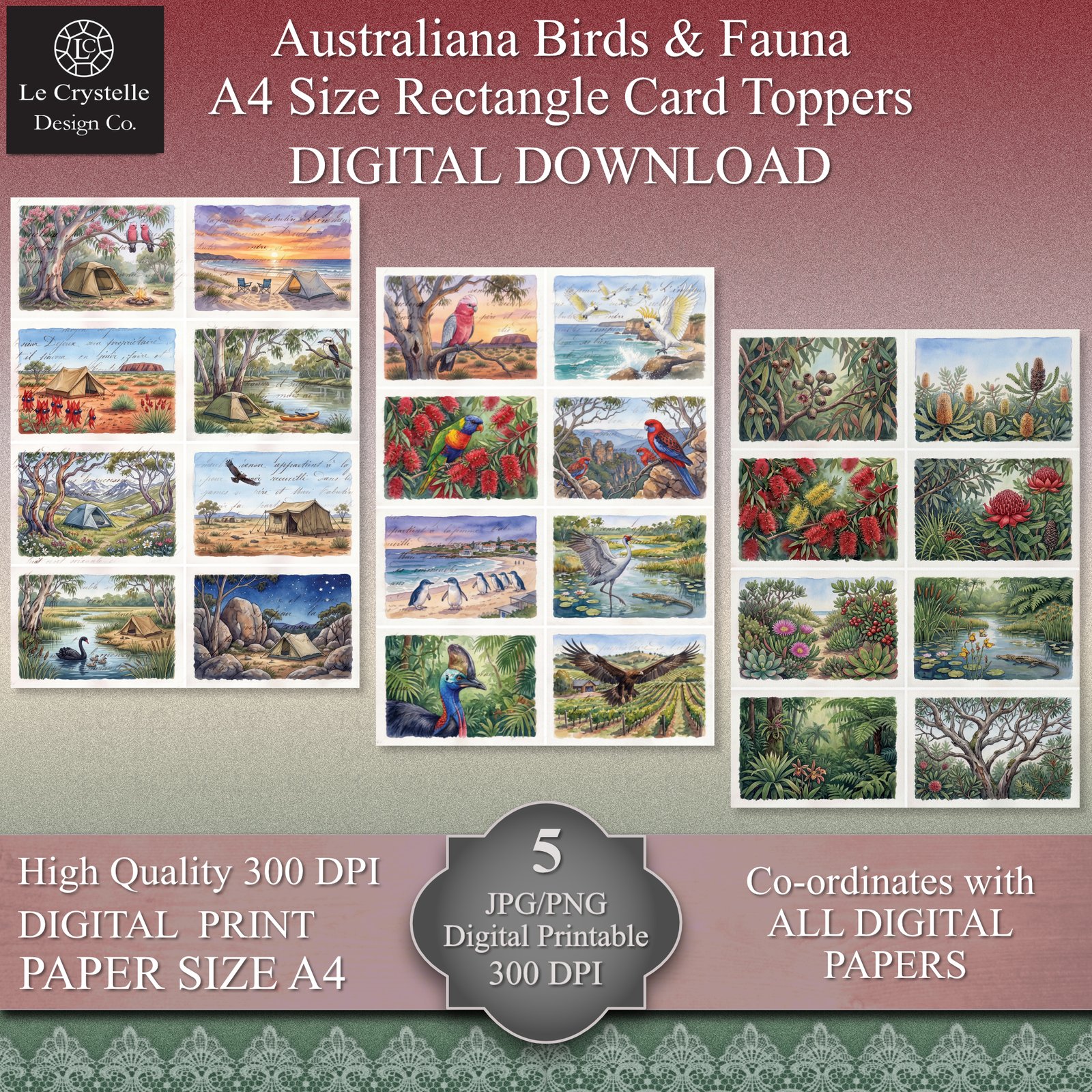 Australiana Birds and Fauna Digital Cards Tags and Elements Collection - Image 9