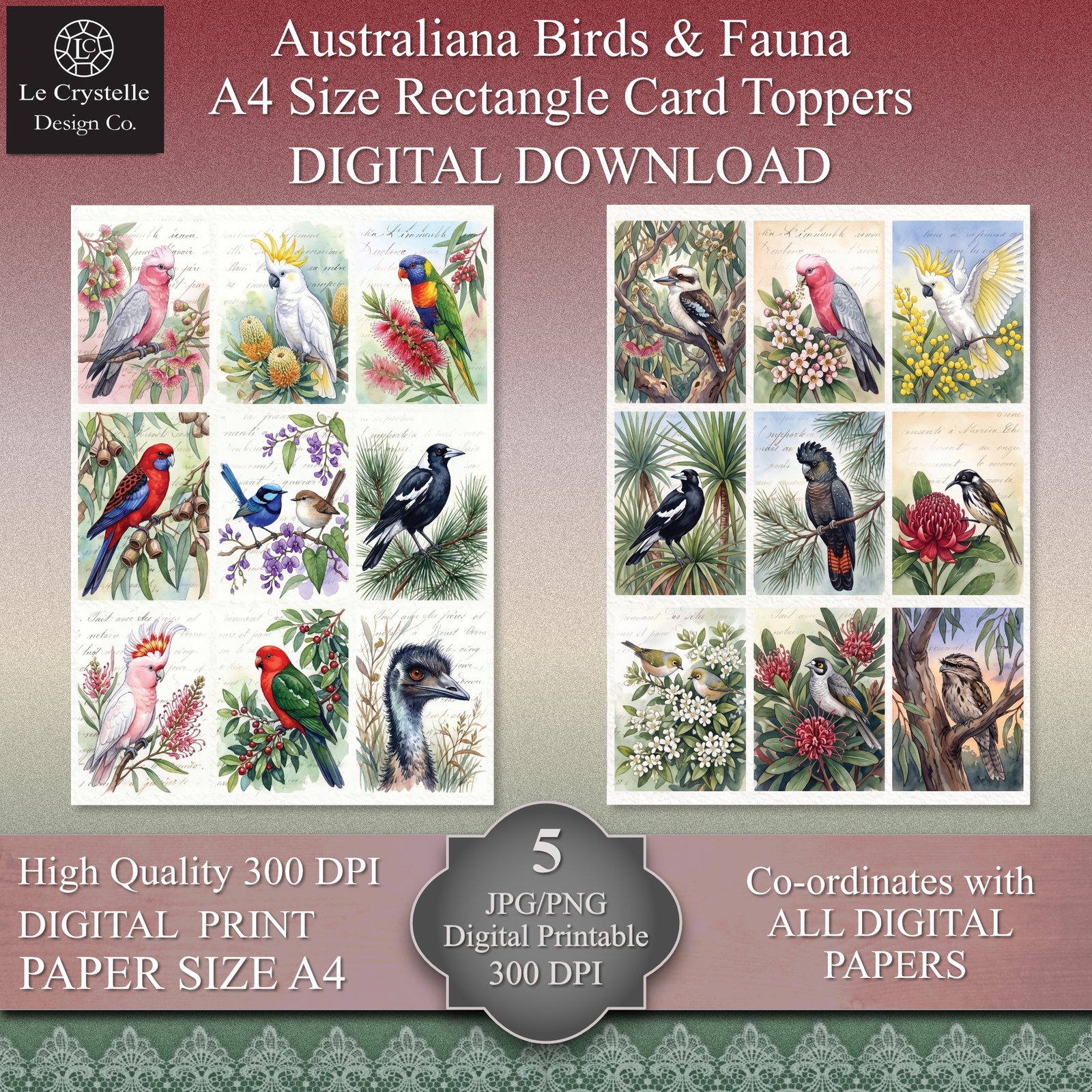 Australiana Birds and Fauna Digital Cards Tags and Elements Collection - Image 10