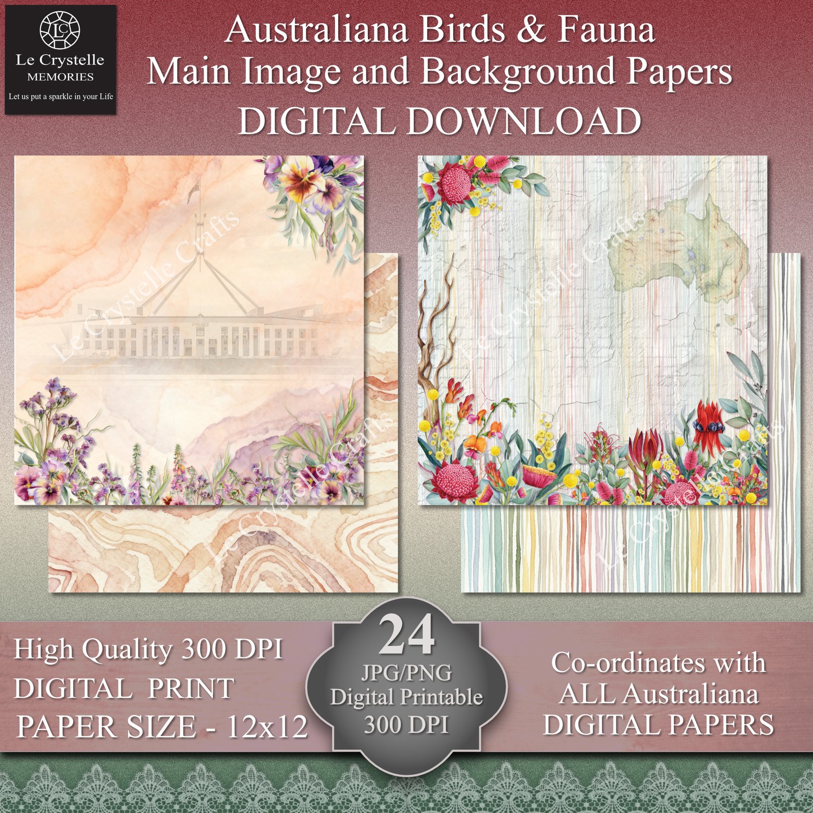Australiana Birds and Fauna Digital 12x12 Collection - Image 3