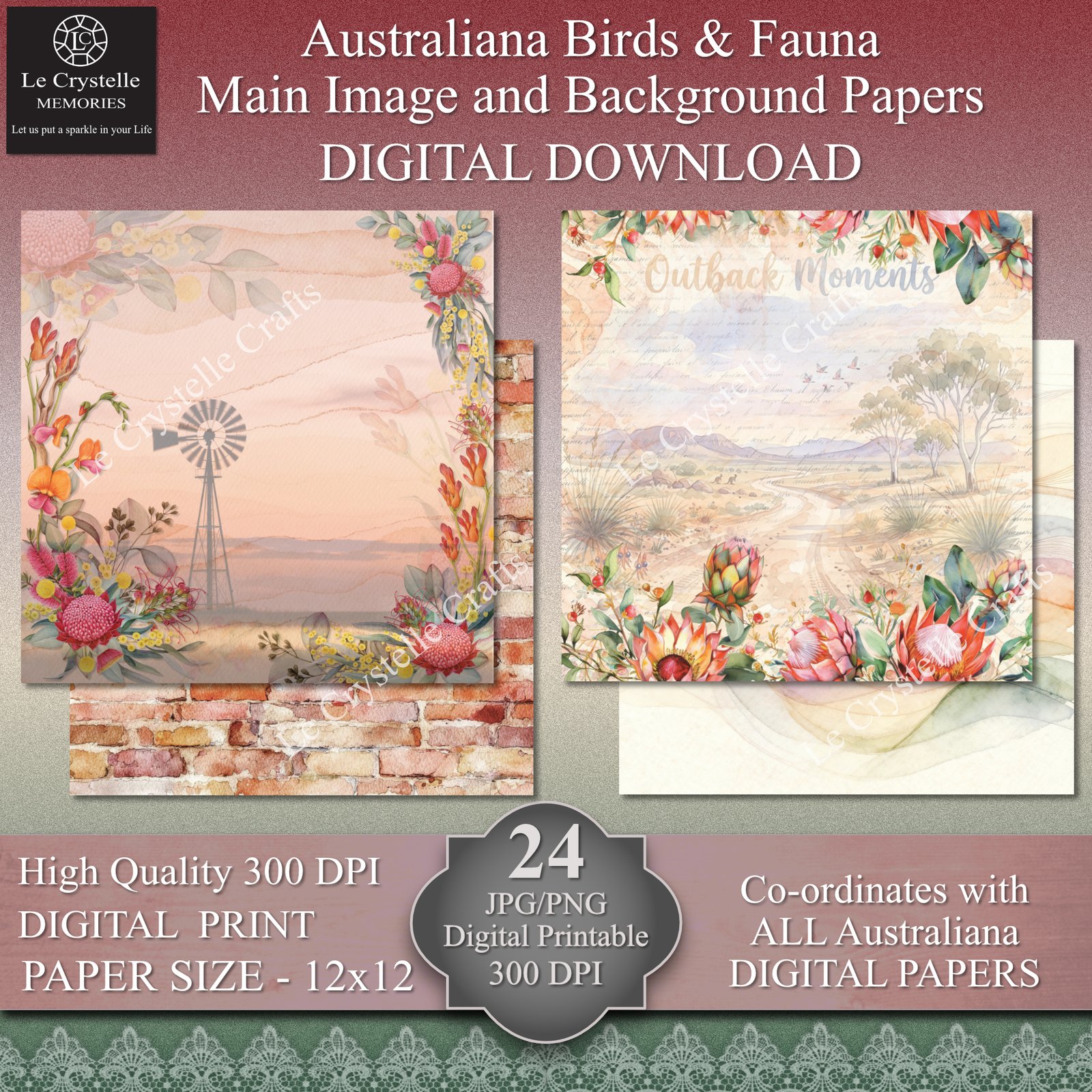 Australiana Birds and Fauna Digital 12x12 Collection - Image 5