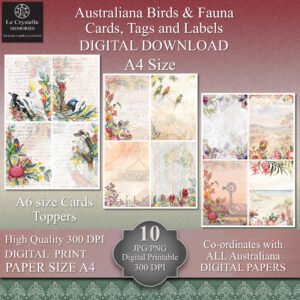 Alternative view of Australiana Birds and Fauna Digital Cards Tags and Elements Collection
