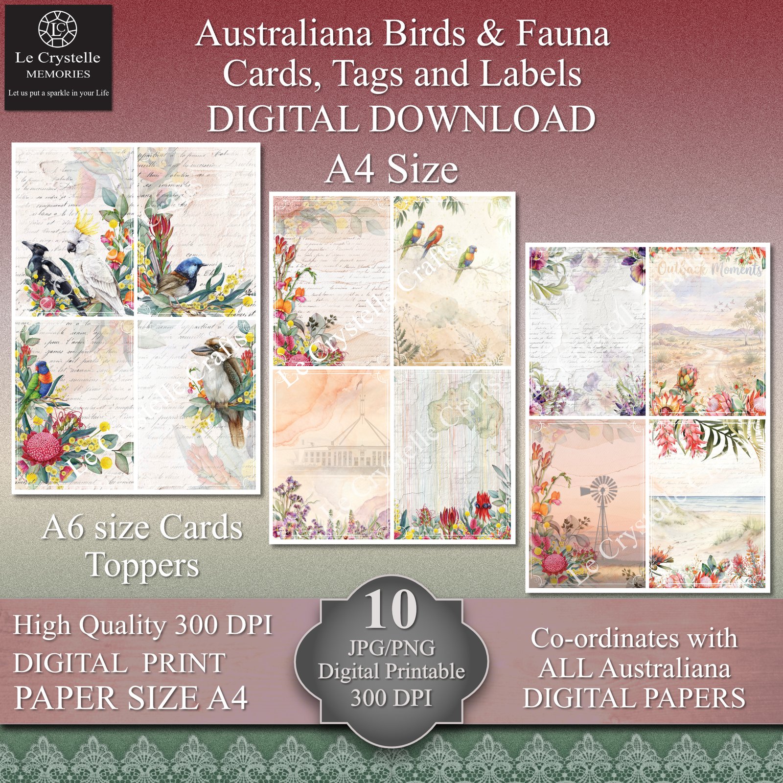 Australiana Birds and Fauna Digital Cards Tags and Elements Collection - Image 2