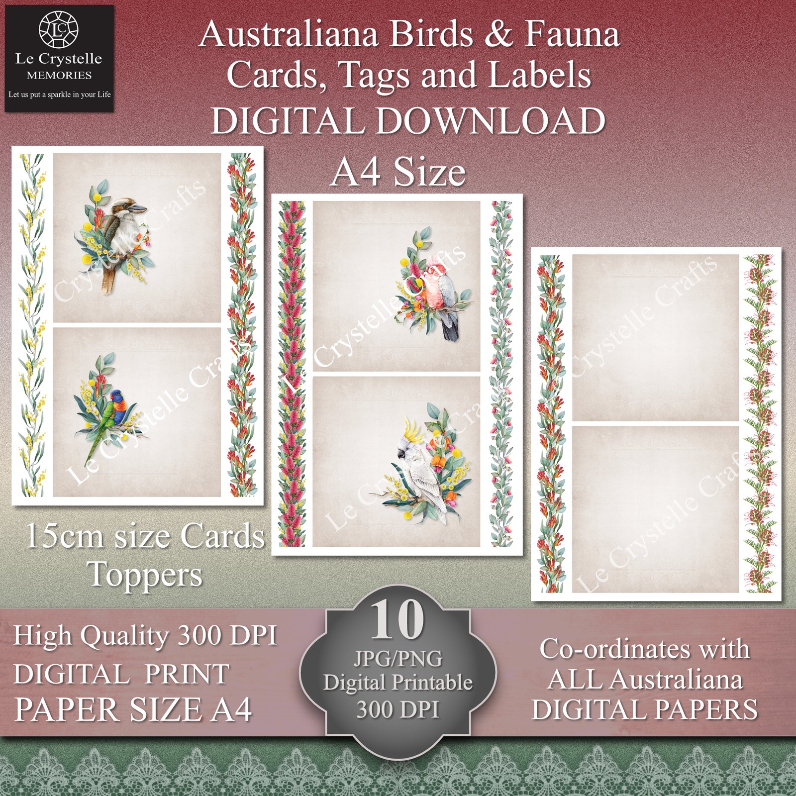 Australiana Birds and Fauna Digital Cards Tags and Elements Collection - Image 3