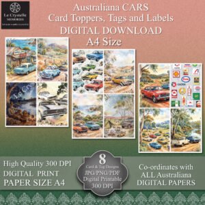 Australiana Cars Digital Cards Tags and Elements Collection